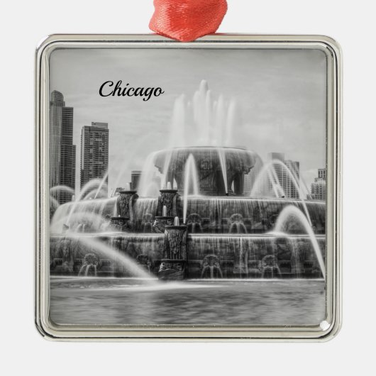 Chicago Buckingham Grayscale Metal Ornament (Vorne)