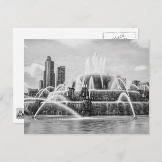 Chicago Buckingham Grayscale Postcard Postkarte (Vorne/Hinten)