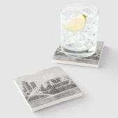 Chicago Buckingham Grayscale Stone Untersetzer (Seitenansicht)