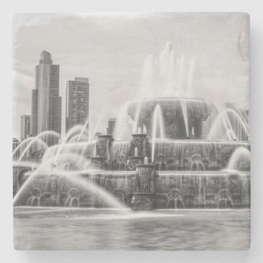 Chicago Buckingham Grayscale Stone Untersetzer (Vorderseite)