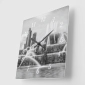 Chicago Buckingham Grayscale Wall Clock Quadratische Wanduhr (Winkel)