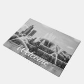 Chicago Buckingham Grayscale Welcome Doormat Fußmatte (Schrägansicht)