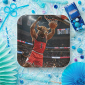 Chicago Bull Basketball Slam Dunking the Ball Pappteller (Party)