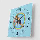 Chicago bulls basketball player in action quadratische wanduhr (Winkel)