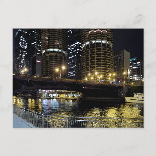 Chicago by Night - Am Fluss Postkarte (Vorderseite)