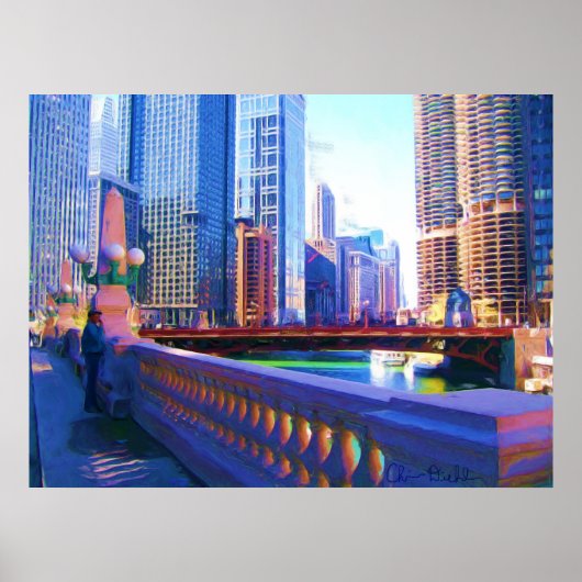 Chicago Canal Painting Poster (Vorne)