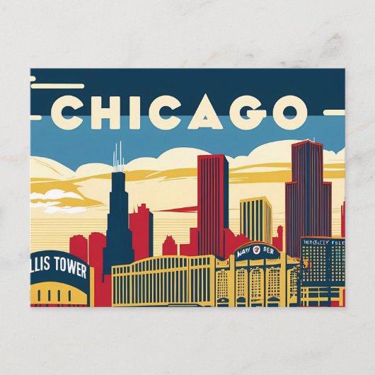 Chicago Charm: Ein Retro-Blick auf die windy City Postkarte (Vorderseite)