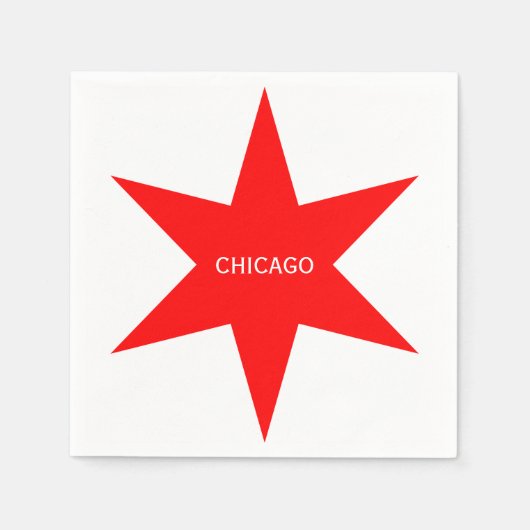 "CHICAGO" - Chicago Flag Red 6-Punkte-Star Serviette (Vorderseite)