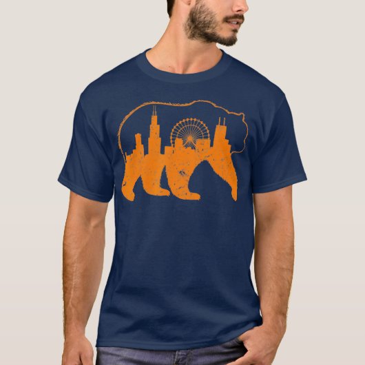 Chicago City Apparel Downtown Walking Bear Gift T-Shirt (Vorderseite)