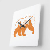 Chicago City Apparel Downtown Walking Bear Silhoue Quadratische Wanduhr (Winkel)