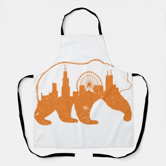 Chicago City Apparel Downtown Walking Bear Silhoue Schürze (Vorderseite)