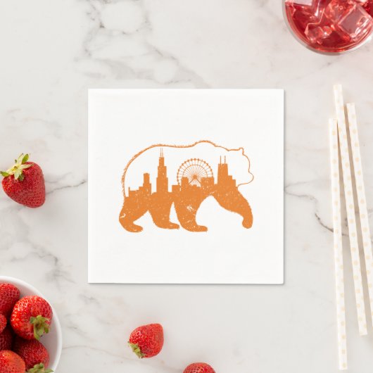 Chicago City Apparel Downtown Walking Bear Silhoue Serviette (Beispiel)