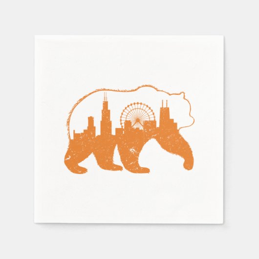 Chicago City Apparel Downtown Walking Bear Silhoue Serviette (Vorderseite)