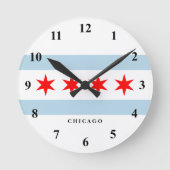 Chicago city flag custom round wall clock runde wanduhr (Vorderseite)