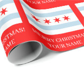 Chicago city flag personalized Christmas Geschenkpapier (Rolleneckpunkt)