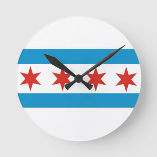 Chicago City flagge Vereinigte Staaten USA Runde Wanduhr