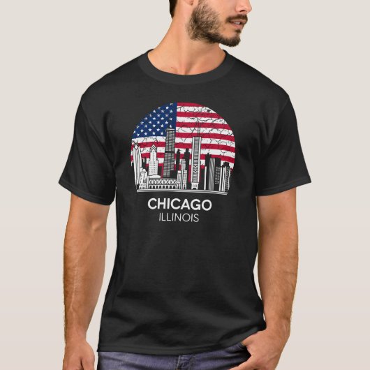 Chicago City Illinois Flag T-Shirt (Vorderseite)