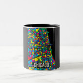 Chicago City Map - Abstrakte Kunstdruckerei Zweifarbige Tasse (Mittel)