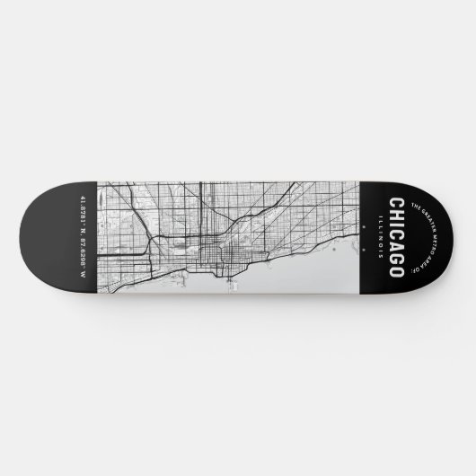 Chicago City Map Skateboard (Horizontal)