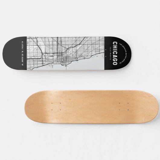Chicago City Map Skateboard (Horizontal)