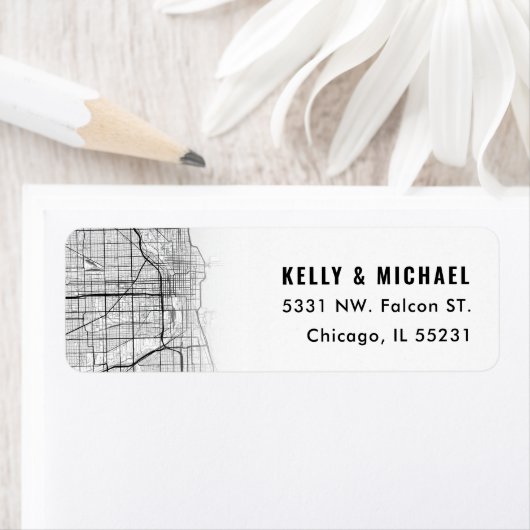 Chicago City Map Themed | Rücksendekennzeichen (Insitu)