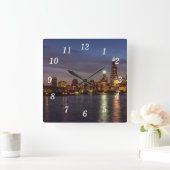 Chicago City Night New Wall Clock Quadratische Wanduhr (Zuhause)