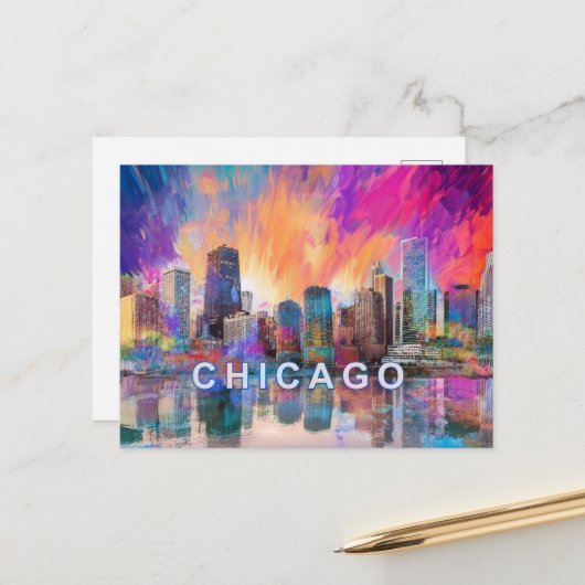 Chicago City Postkarte (Vorderseite/Rückseite Beispiel)