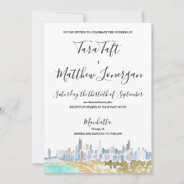 Chicago City Skyline Aquarell-Hochzeitseinladung Einladung