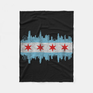 Chicago City Skyline Flagge - Vintage Chicago City Fleecedecke
