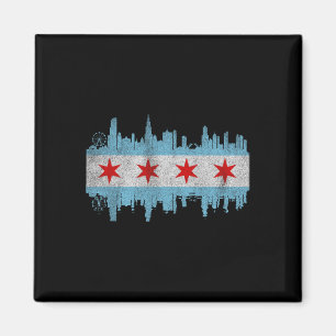 Chicago City Skyline Flagge - Vintage Chicago City Magnet