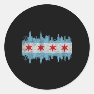 Chicago City Skyline Flagge - Vintage Chicago City Runder Aufkleber