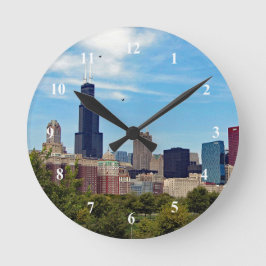 Chicago City Skyline Foto Runde Wanduhr