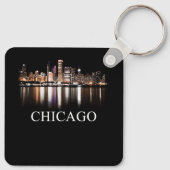 Chicago City Skyline Lights - The Night Chicago Il Schlüsselanhänger (Rückseite)