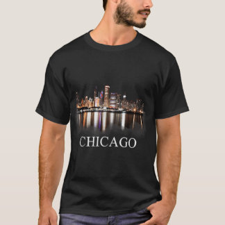 Chicago City Skyline Lights - The Night Chicago Il T-Shirt