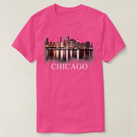Chicago City Skyline Lights - The Night Chicago Il T-Shirt (Design vorne)