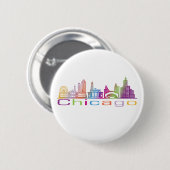 Chicago City Skyline Typografie Hoodie Button (Vorne & Hinten)