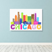 Chicago City Skyline Typografie Leinwanddruck (Insitu (Holzboden))