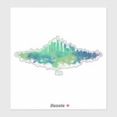 Chicago City Skyline Wasserfarbe in blau und grün Aufkleber (Blatt)