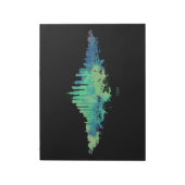 Chicago City Skyline Wasserfarbe in blau und grün Notizblock (Rotiert)