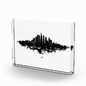 Chicago City Skyline Wasserfarbe Schwarz/Weiß Fotoblock (Rechts)