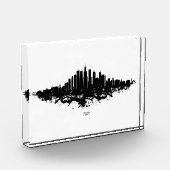 Chicago City Skyline Wasserfarbe Schwarz/Weiß Fotoblock (Links)