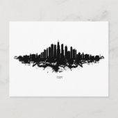Chicago City Skyline Wasserfarbe Schwarz/Weiß Postkarte (Vorderseite)