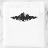 Chicago City Skyline Wasserfarbe Schwarz/Weiß Rechteckiger Aufkleber (Tasche)