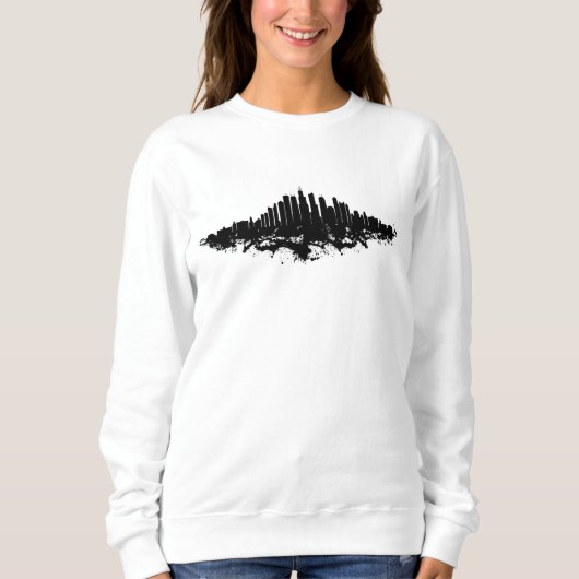 Chicago City Skyline Wasserfarbe Schwarz/Weiß Sweatshirt (Vorderseite)