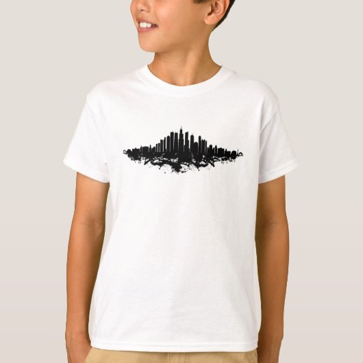 Chicago City Skyline Wasserfarbe Schwarz/Weiß T-Shirt (Vorderseite)
