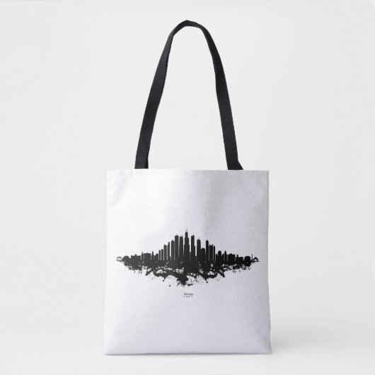 Chicago City Skyline Wasserfarbe Schwarz/Weiß Tasche (Vorderseite)