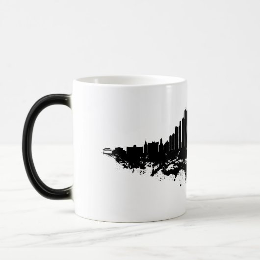 Chicago City Skyline Wasserfarbe Schwarz/Weiß Verwandlungstasse (Links)