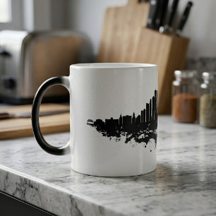 Chicago City Skyline Wasserfarbe Schwarz/Weiß Verwandlungstasse