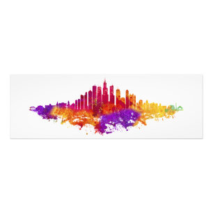 Chicago City Skyline Watercolor auf Weiß Fotodruck