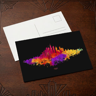 Chicago City Skyline Watercolor auf Weiß Postkarte